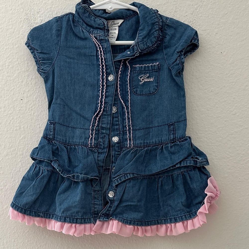 Guess Kids Denim Jacket with Pink Trim